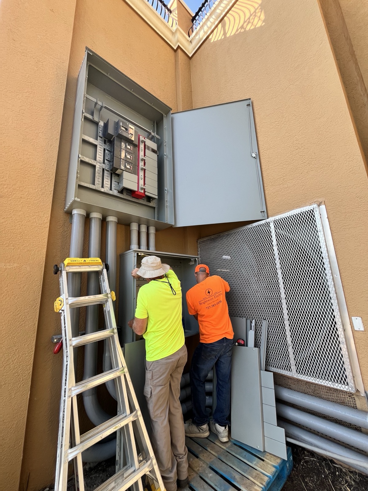 Commercial electrical panel serviced by Brightwire Electric